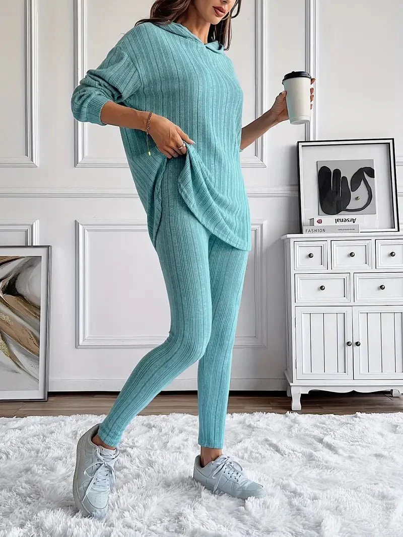 Ensemble détente en maille côtelée pour femmes