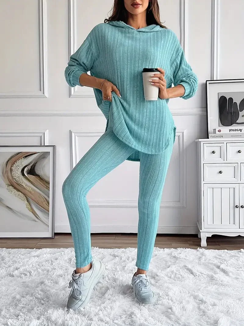Ensemble détente en maille côtelée pour femmes