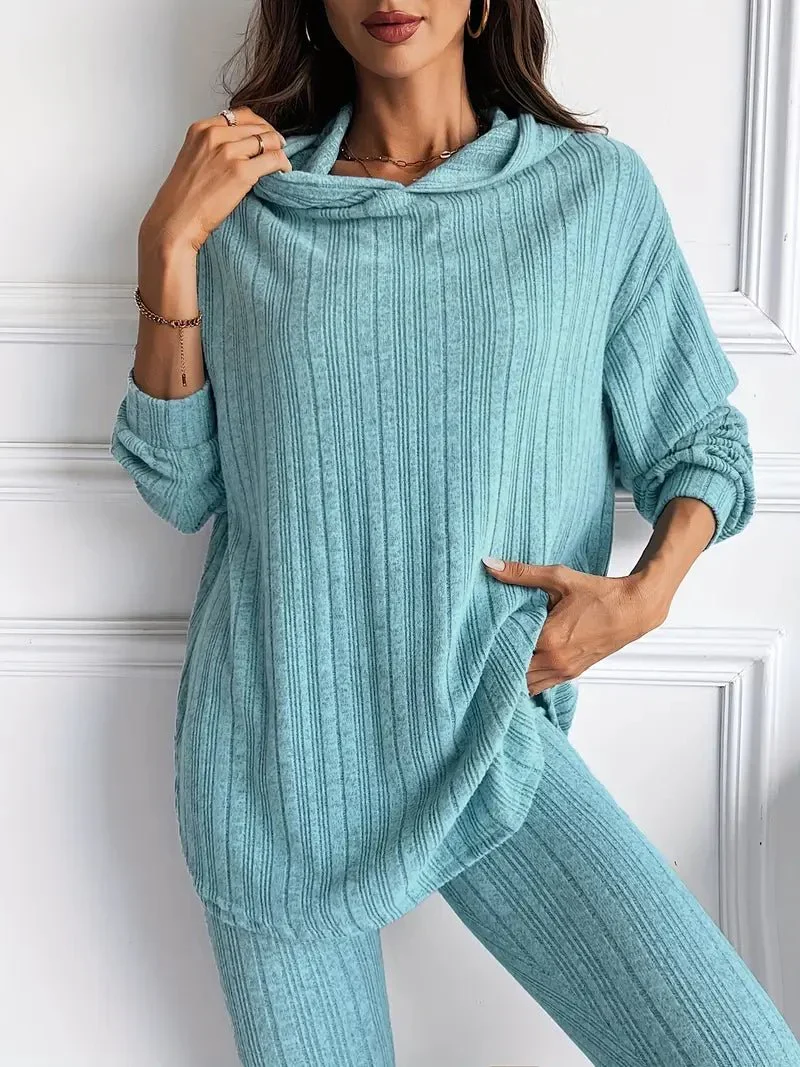 Ensemble détente en maille côtelée pour femmes