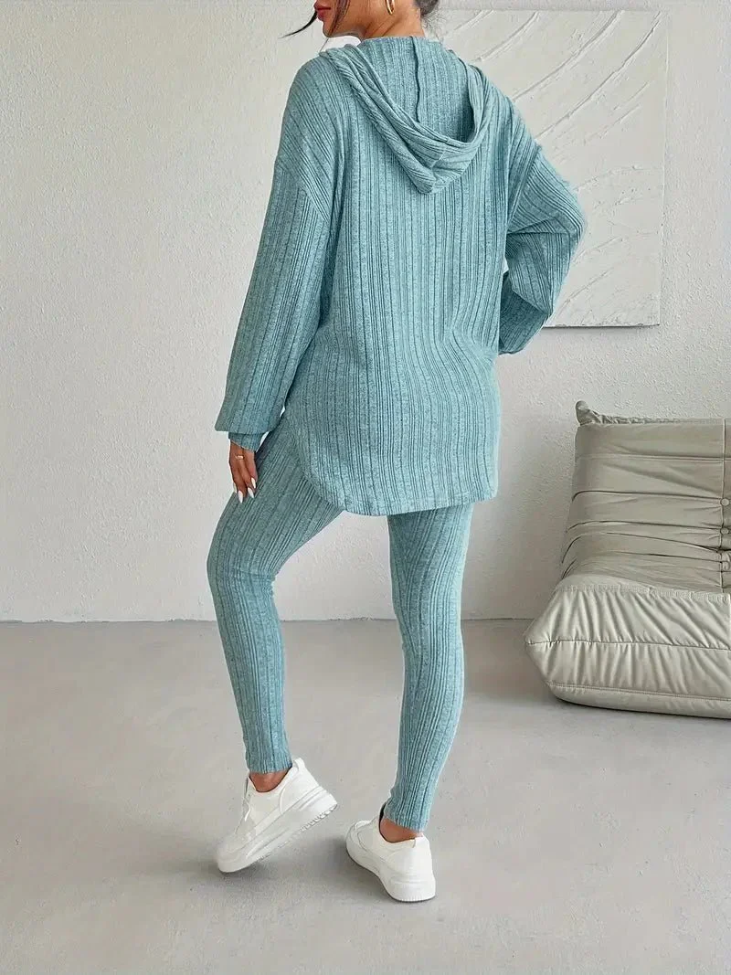 Ensemble détente en maille côtelée pour femmes
