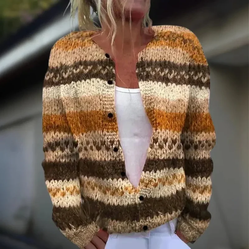 Cardigan en laine et coton à imprimé pour femmes