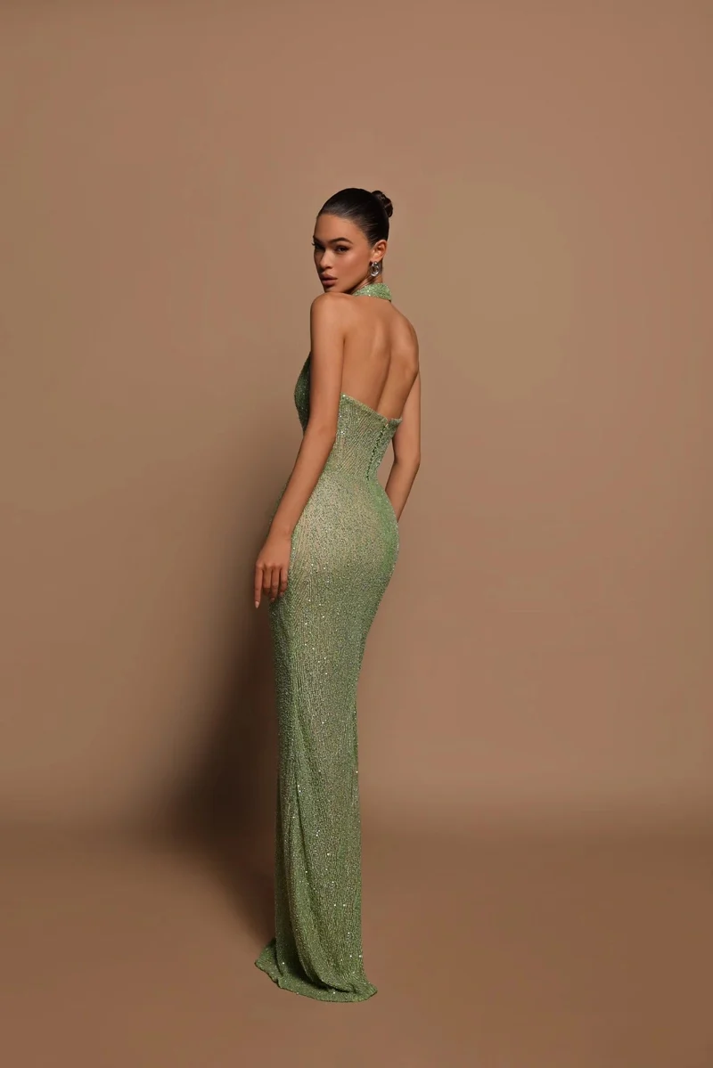 Robe de soirée moulante verte pour femmes
