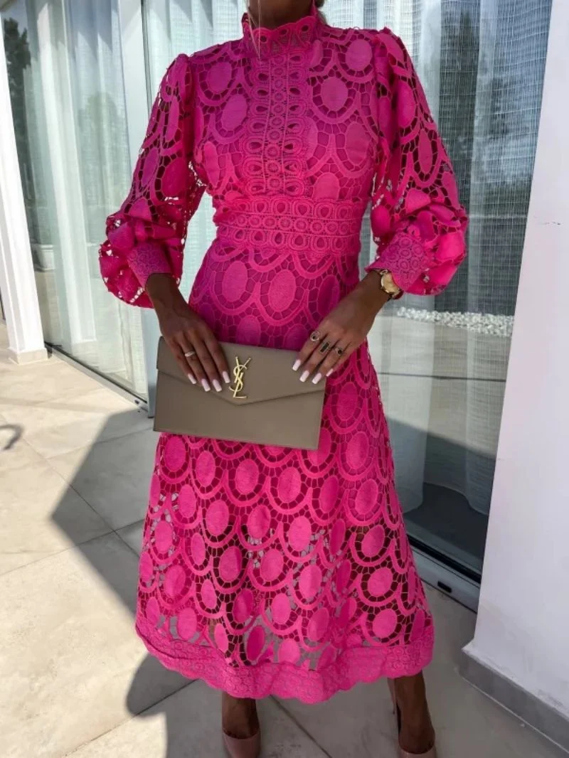 Robe longue en dentelle élégante pour femmes