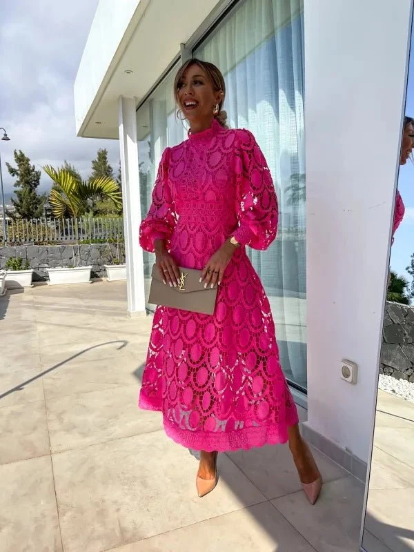 Robe longue en dentelle élégante pour femmes