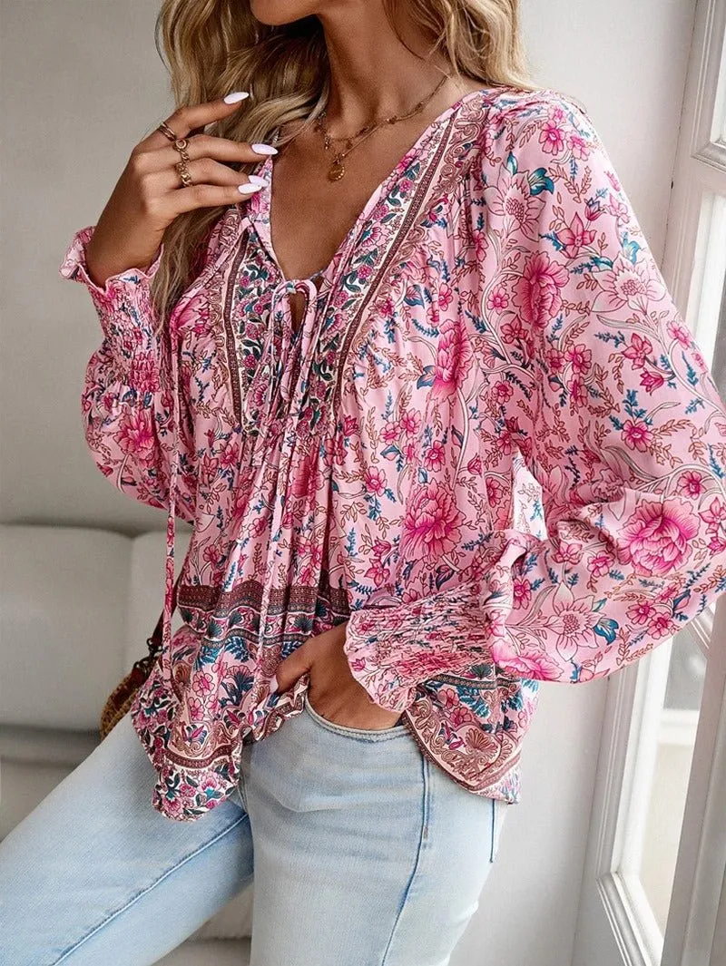 Blouse d'été à imprimé floral pour femmes