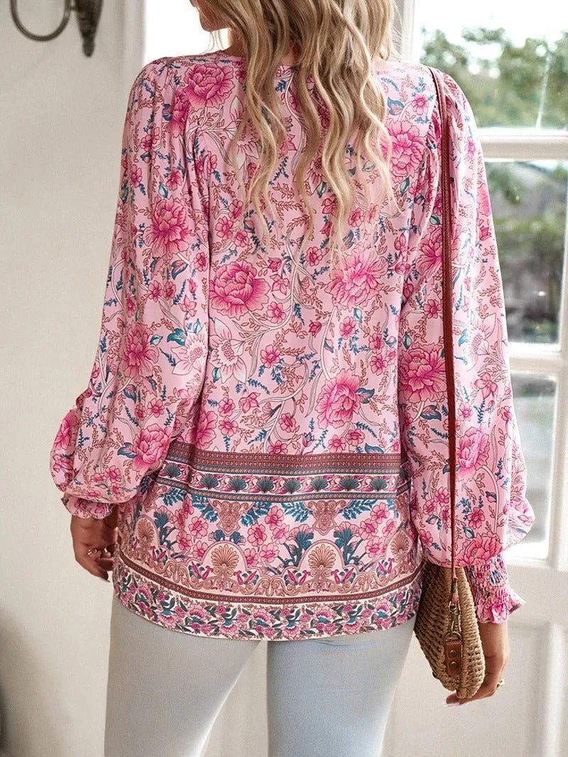 Blouse d'été à imprimé floral pour femmes