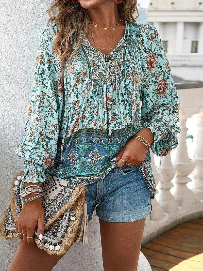 Blouse d'été à imprimé floral pour femmes