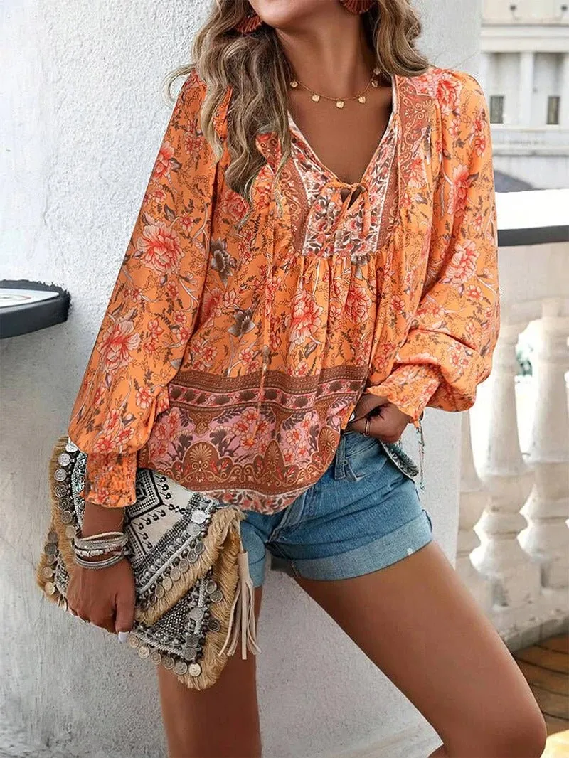 Blouse d'été à imprimé floral pour femmes