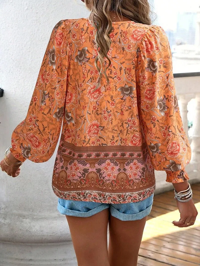 Blouse d'été à imprimé floral pour femmes