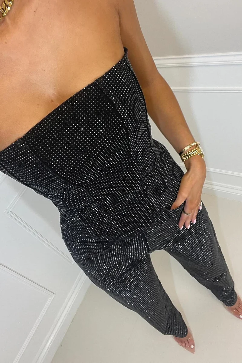 Combinaison bustier sans bretelles à jambes larges pour femmes