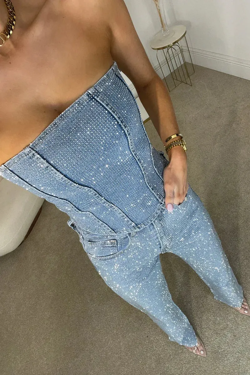 Combinaison bustier sans bretelles à jambes larges pour femmes