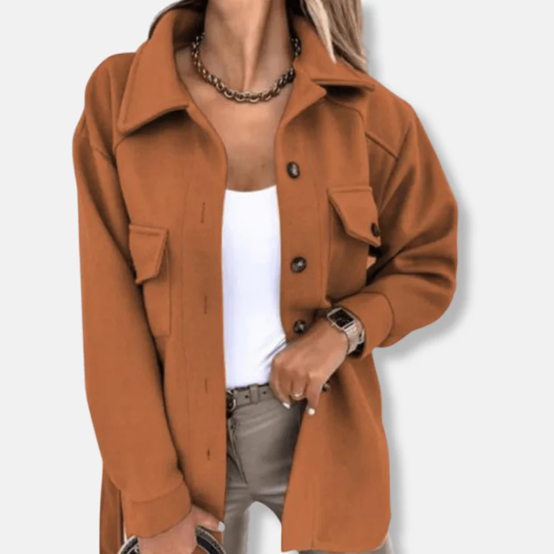 Veste Surchemise Longue en Laine Pour Femmes