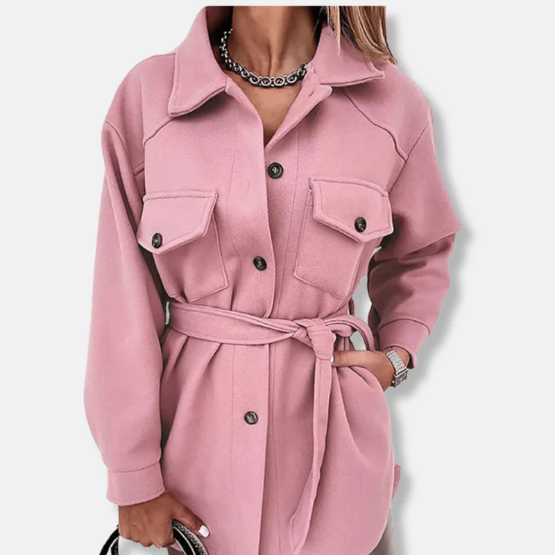 Veste Surchemise Longue en Laine Pour Femmes
