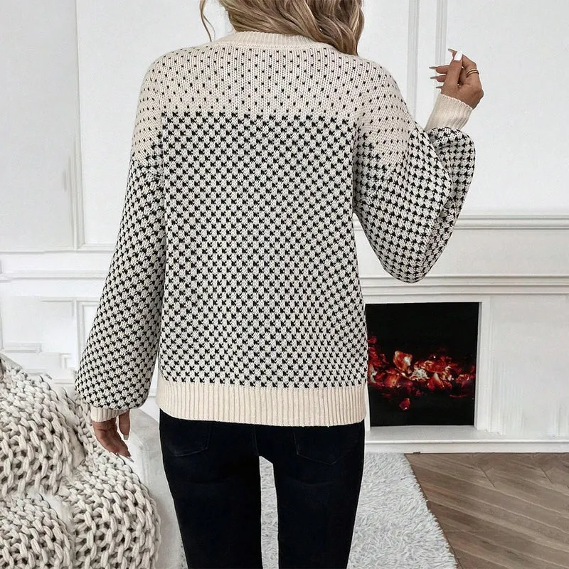 Pull tricot à blocs de couleur pour femmes