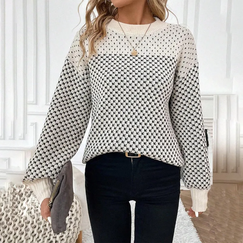 Pull tricot à blocs de couleur pour femmes