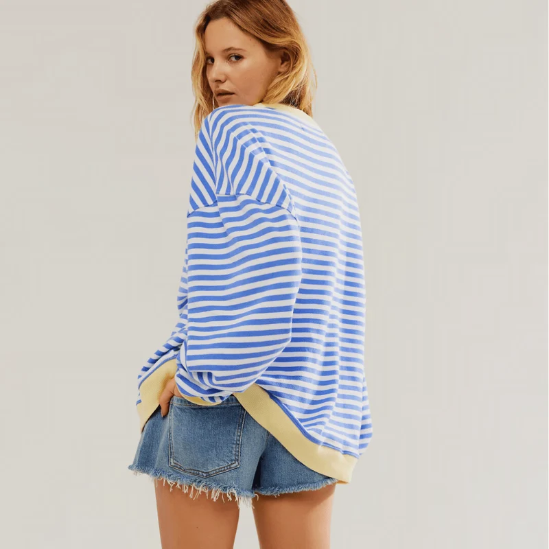 Pull oversize à rayures pour femmes