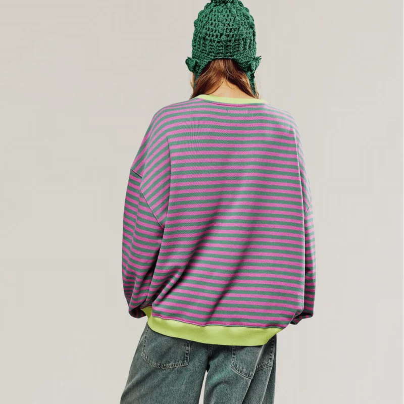 Pull oversize à rayures pour femmes