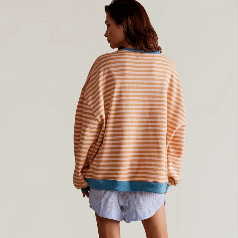 Pull oversize à rayures pour femmes
