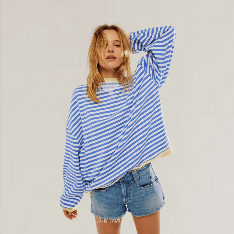 Pull oversize à rayures pour femmes