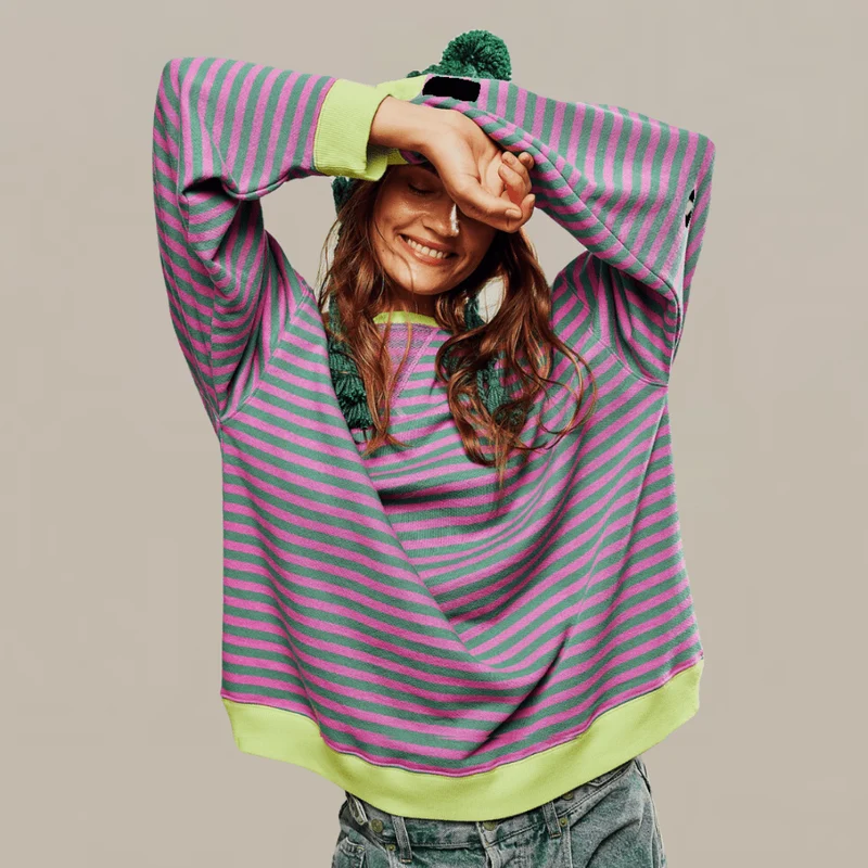 Pull oversize à rayures pour femmes