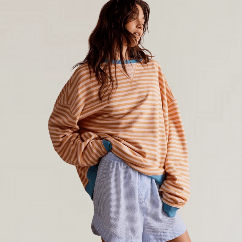 Pull oversize à rayures pour femmes