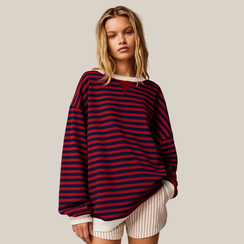 Pull oversize à rayures pour femmes