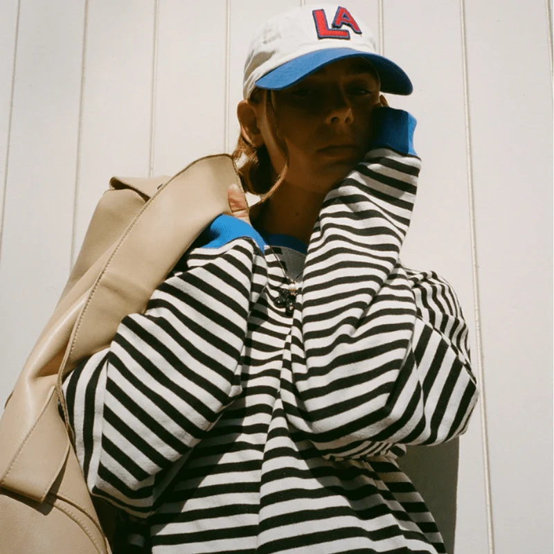 Pull oversize à rayures pour femmes
