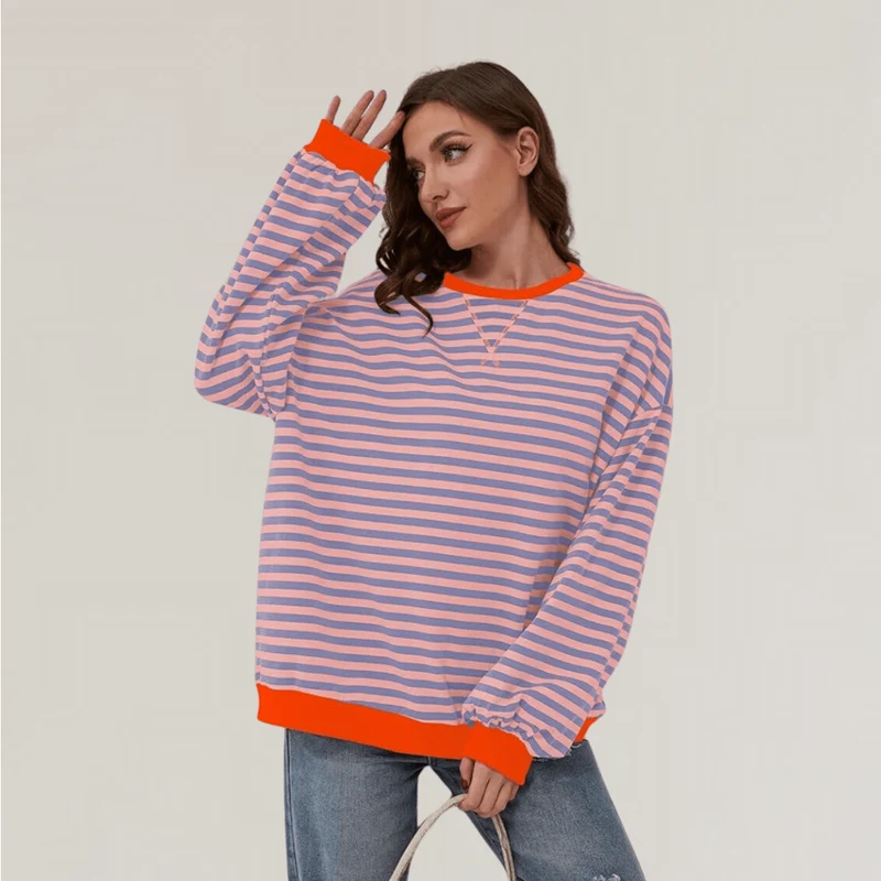 Pull oversize à rayures pour femmes