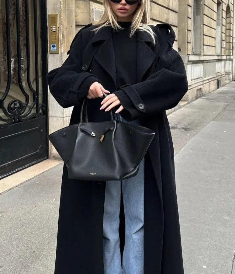 Manteau trench long à double boutonnage pour femmes