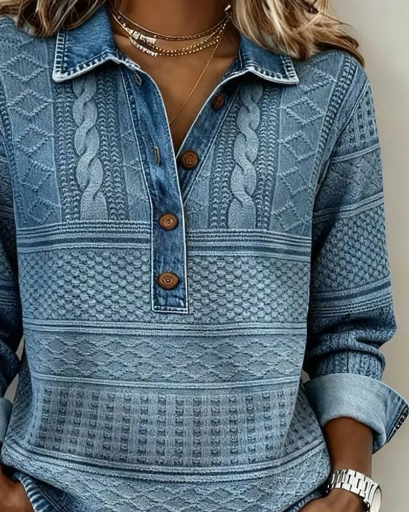 Top à col avec fermeture à boutons pour femmes