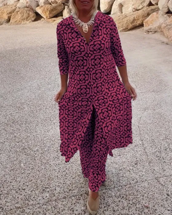 Set de dessus et pantalon avec fermeture à boutons pour femmes