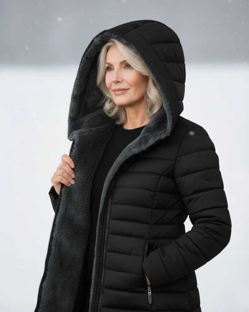 Veste d'hiver matelassée avec capuche pour femmes