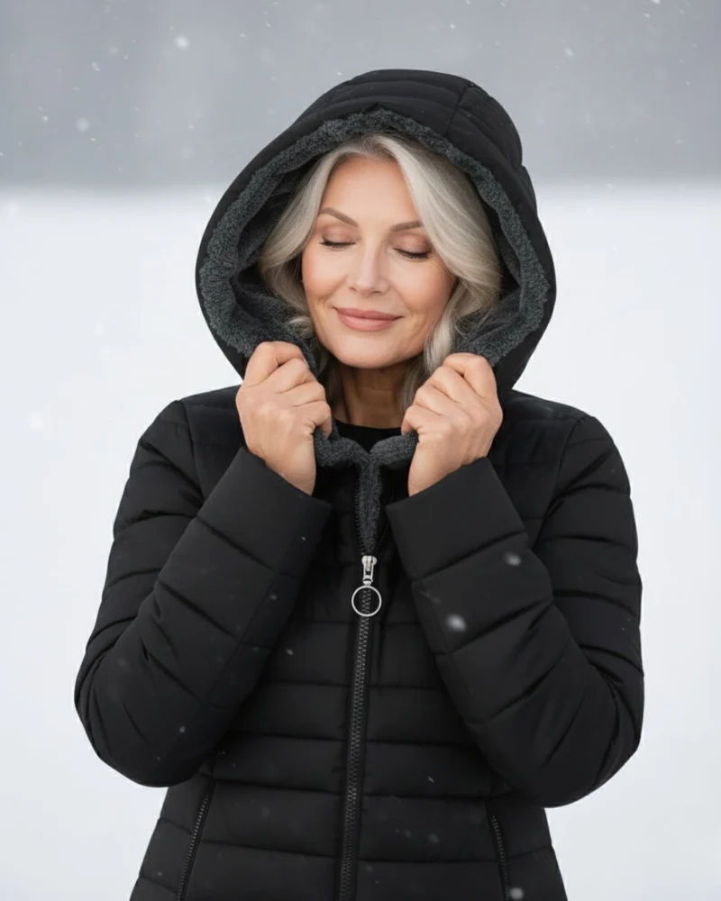 Veste d'hiver matelassée avec capuche pour femmes