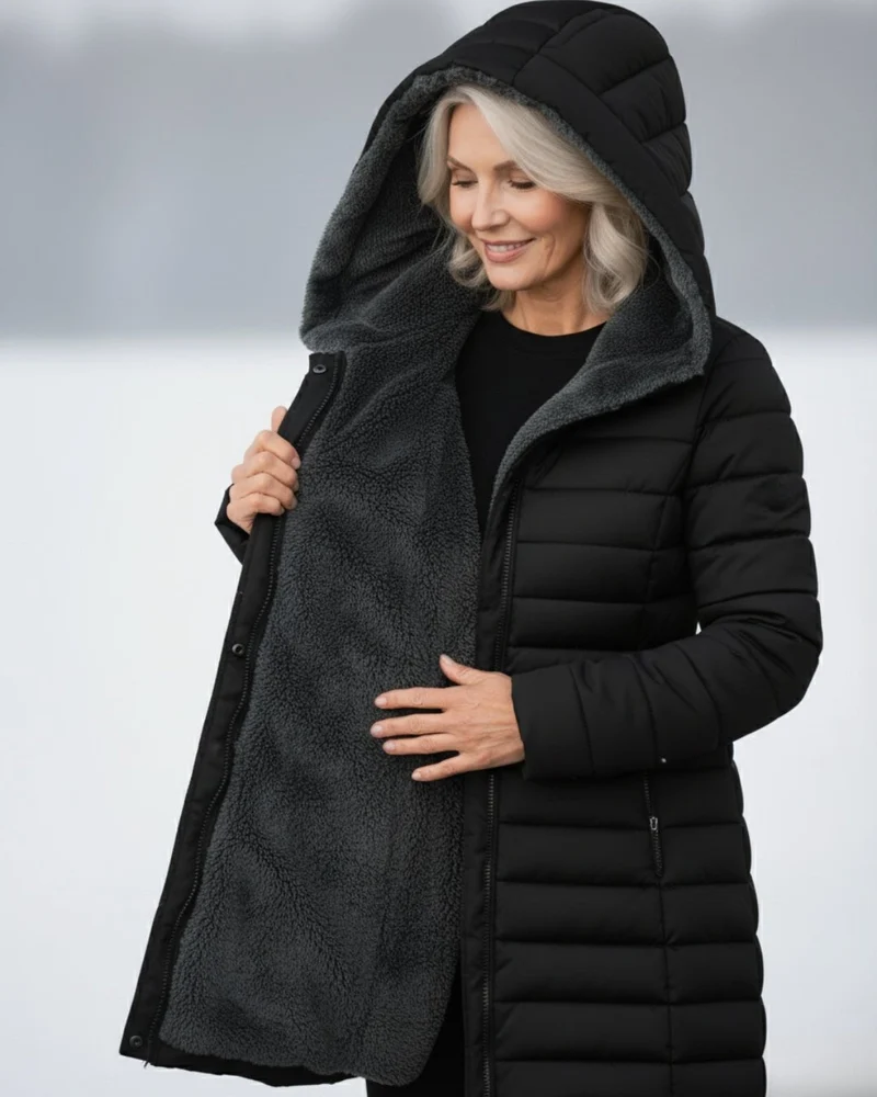 Veste d'hiver matelassée avec capuche pour femmes