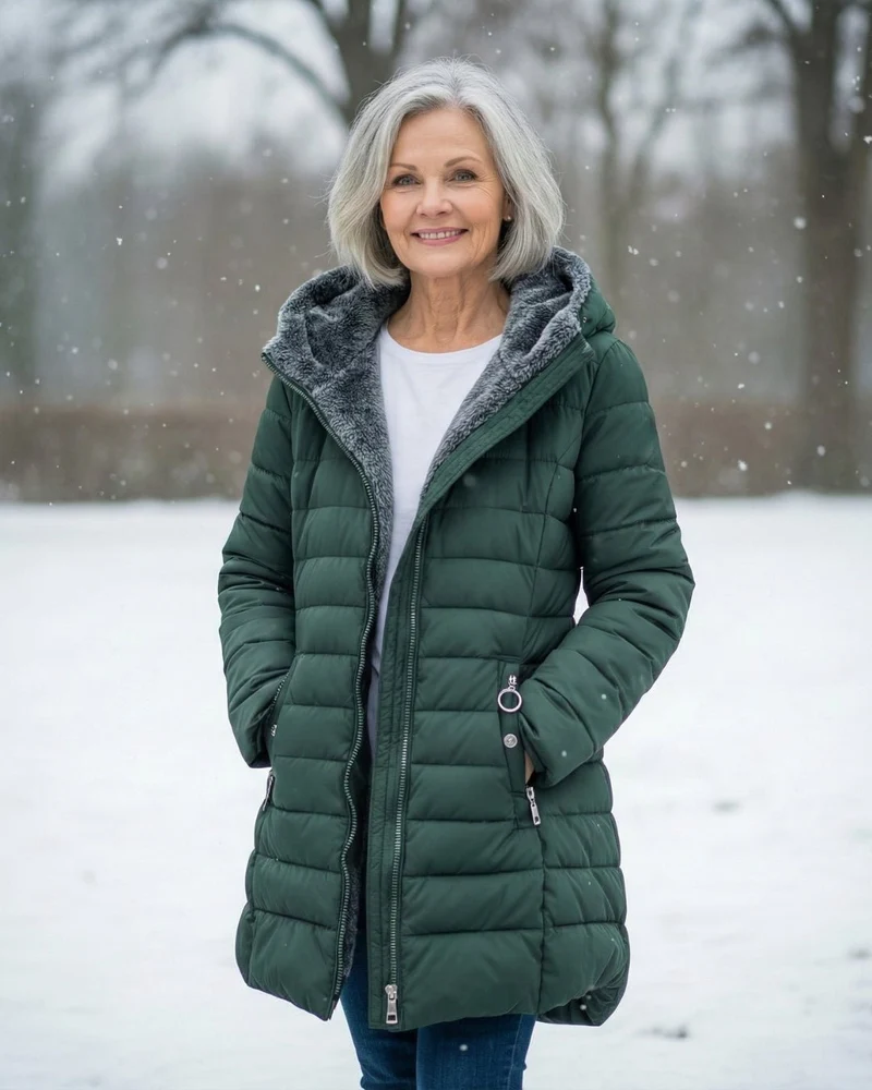 Veste d'hiver matelassée avec capuche pour femmes