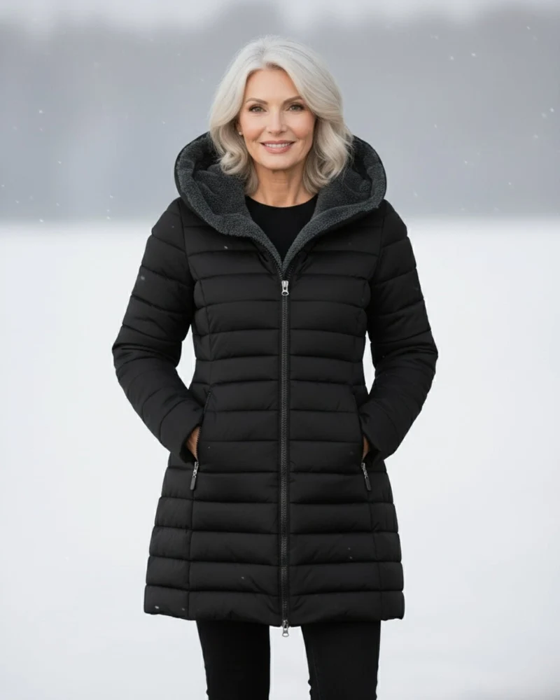 Veste d'hiver matelassée avec capuche pour femmes