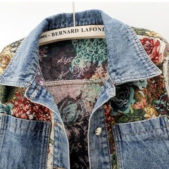 Veste en denim à imprimé floral pour Femmes
