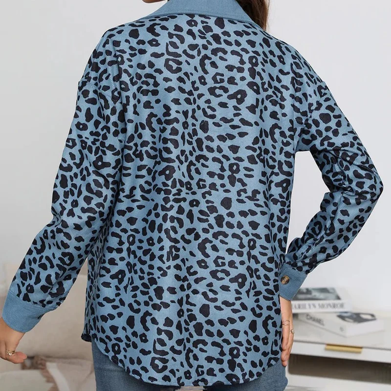 Veste Longue Imprimée Léopard pour Femmes