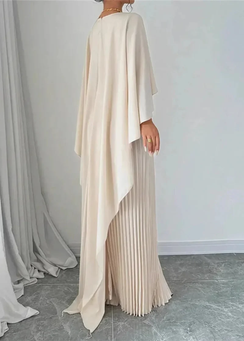 Robe Maxi avec Cape Plissée pour Femme