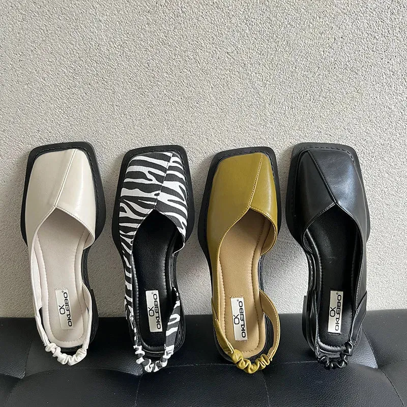 Sandales Slingback à Bout Carré pour Femme