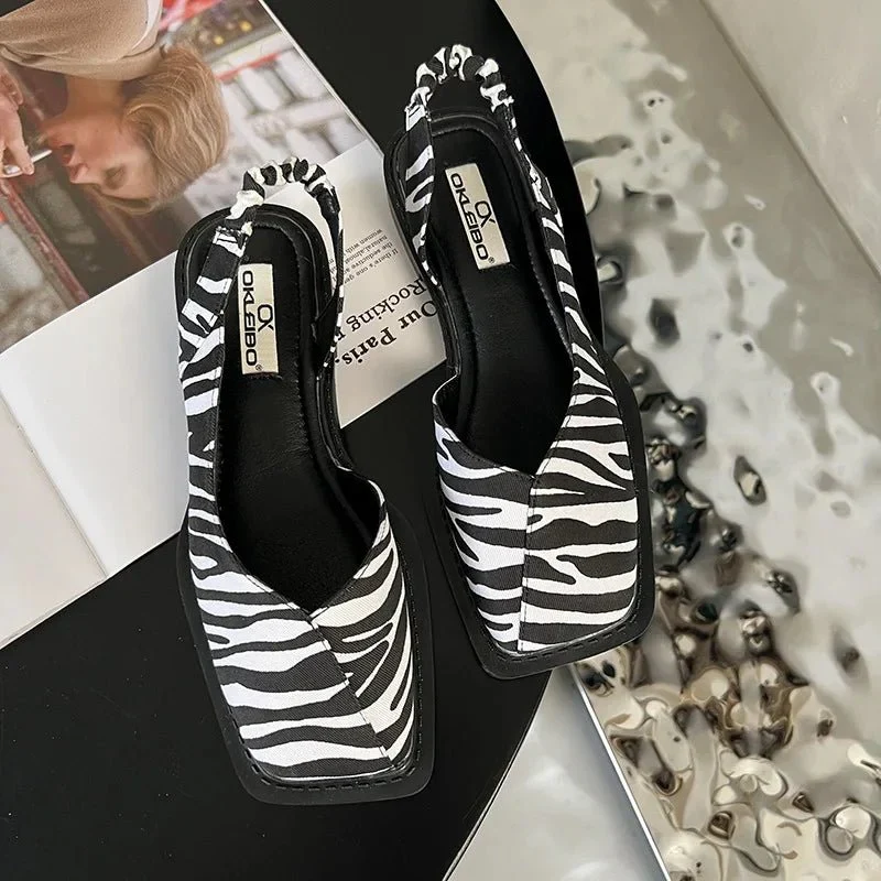 Sandales Slingback à Bout Carré pour Femme