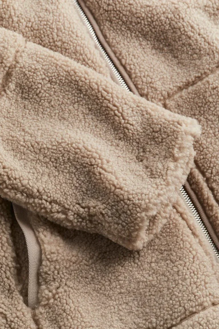 Veste Zippée Teddy à Coupe Décontractée pour Femmes