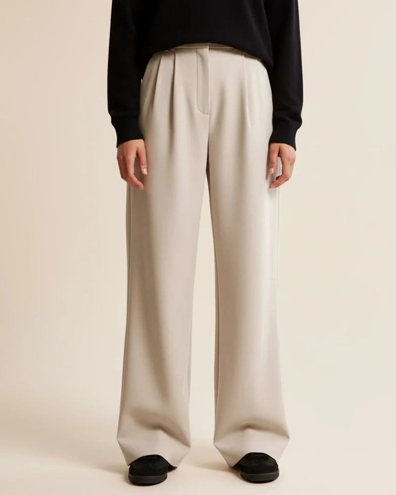Pantalon à Jambes Larges et Taille Haute pour Femmes