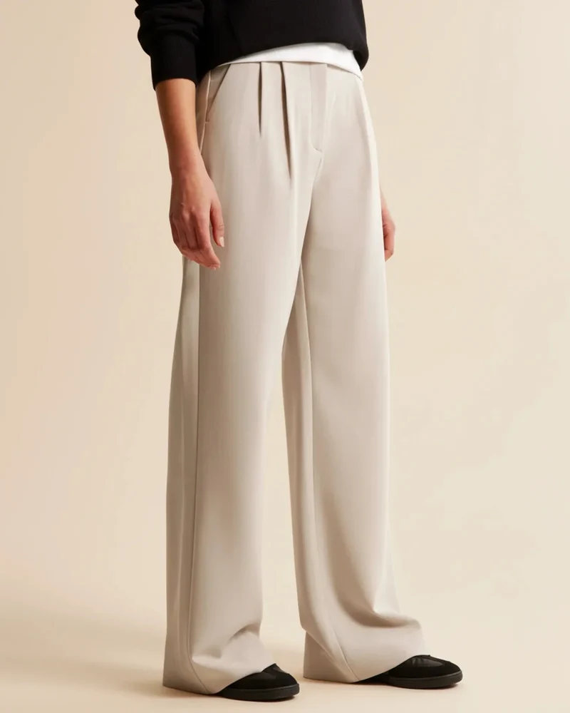 Pantalon à Jambes Larges et Taille Haute pour Femmes