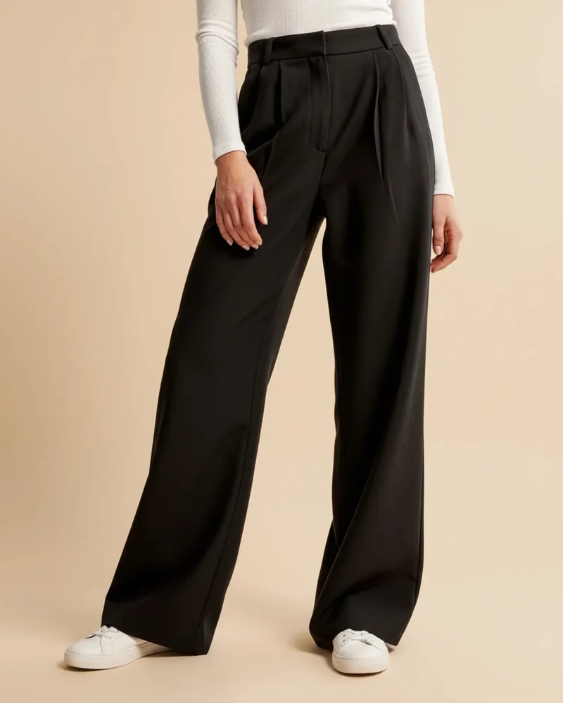 Pantalon à Jambes Larges et Taille Haute pour Femmes
