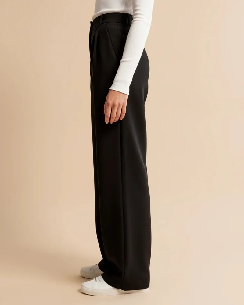 Pantalon à Jambes Larges et Taille Haute pour Femmes