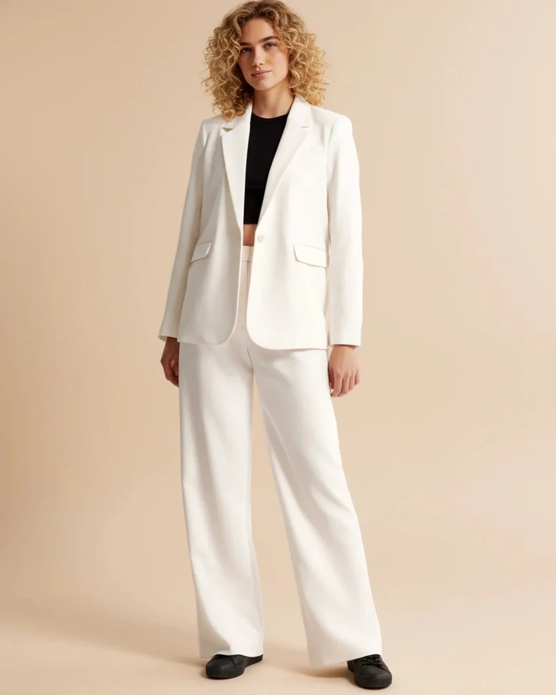 Pantalon à Jambes Larges et Taille Haute pour Femmes