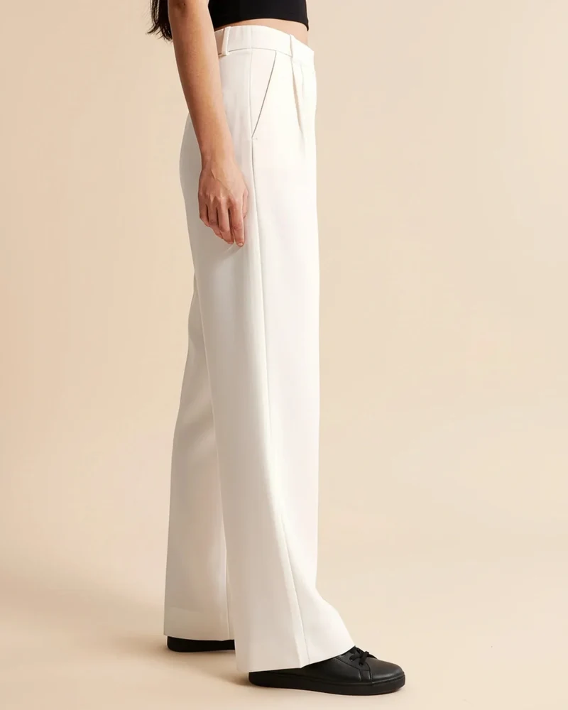 Pantalon à Jambes Larges et Taille Haute pour Femmes