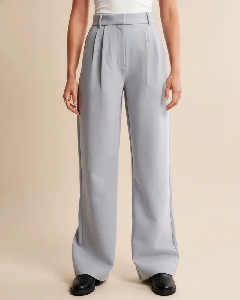 Pantalon à Jambes Larges et Taille Haute pour Femmes
