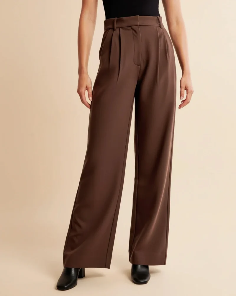 Pantalon à Jambes Larges et Taille Haute pour Femmes